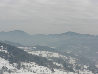 Vosges Mountains on way to Colmar Snowy Vosges mountains