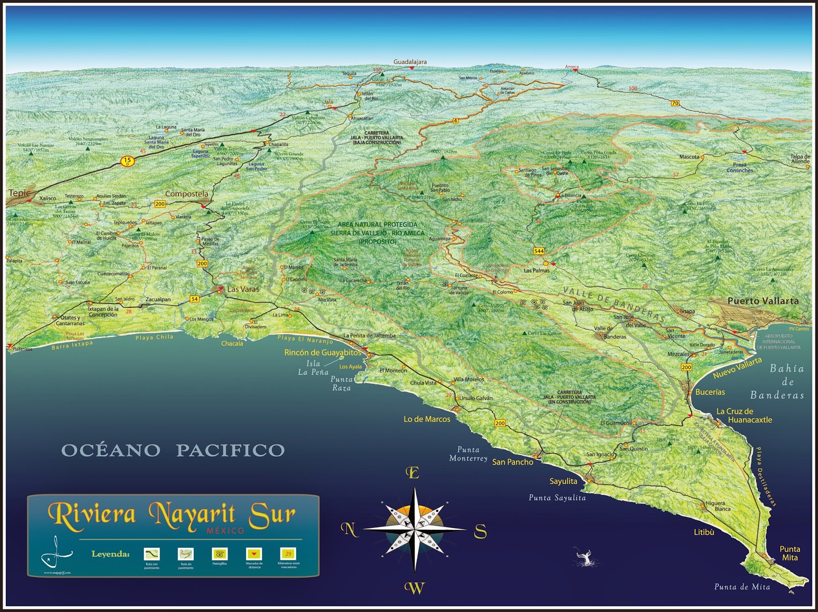 Mapa Jeff Cartography Riviera Nayarit Roadmap