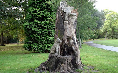 Multiple Animals are Depicted in this Carving large bute park wood carving