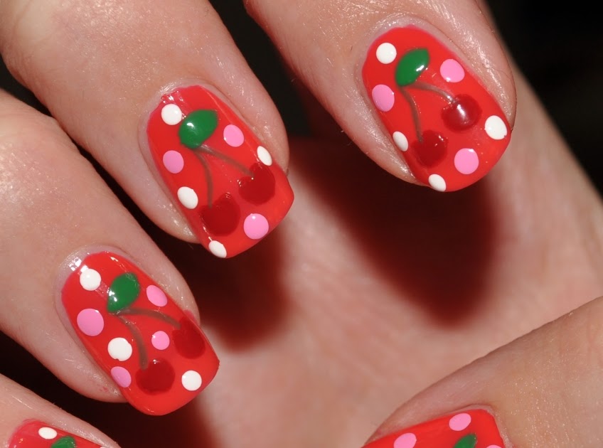 Cherry Nail Art with Acrylic Paint - wide 3