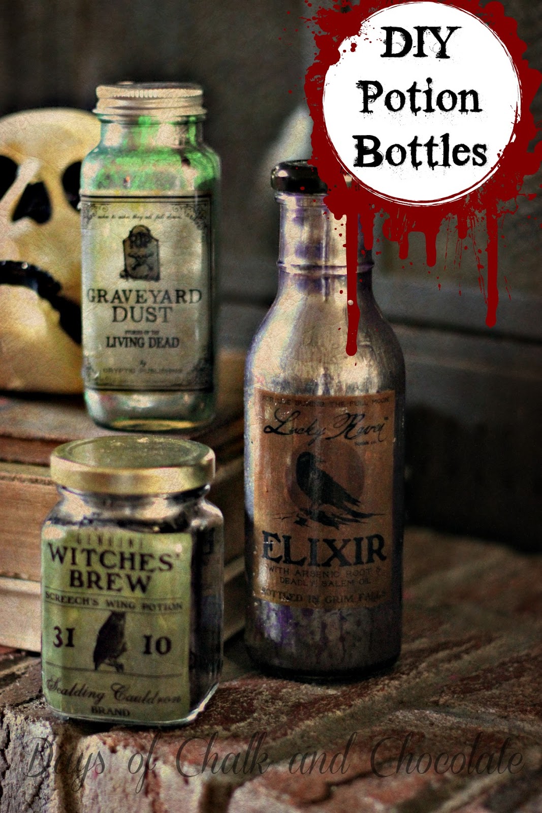DIY Halloween Decor Potion Bottles Days of Chalk and Chocolate