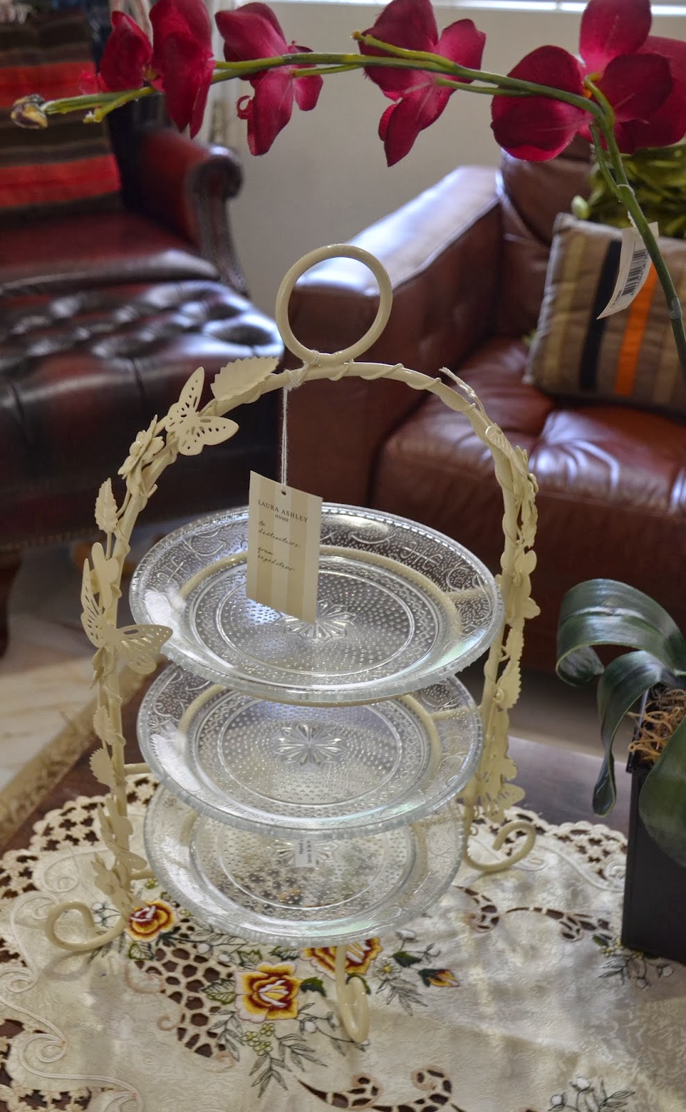 Kitch 'n' Chic LAURA ASHLEY 3 tier Cream Enamel Cake Stand & 3 tier