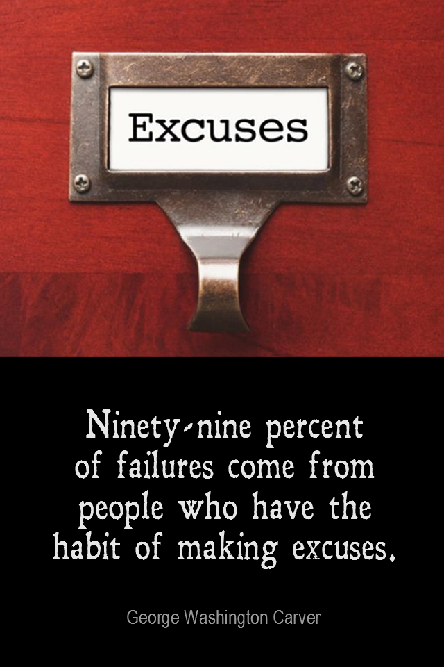 visual quote - image quotation for HABIT -Ninety-nine percent of failures come from people who have the habit of making excuses. - George Washington Carver