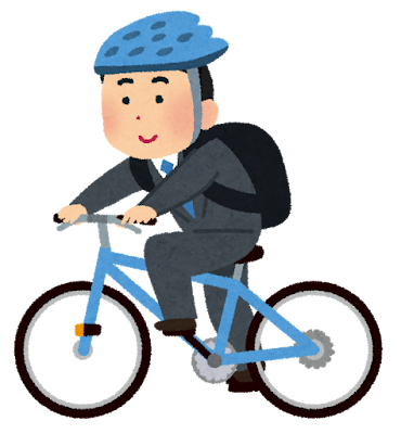 自転車通勤のイラスト（男性）