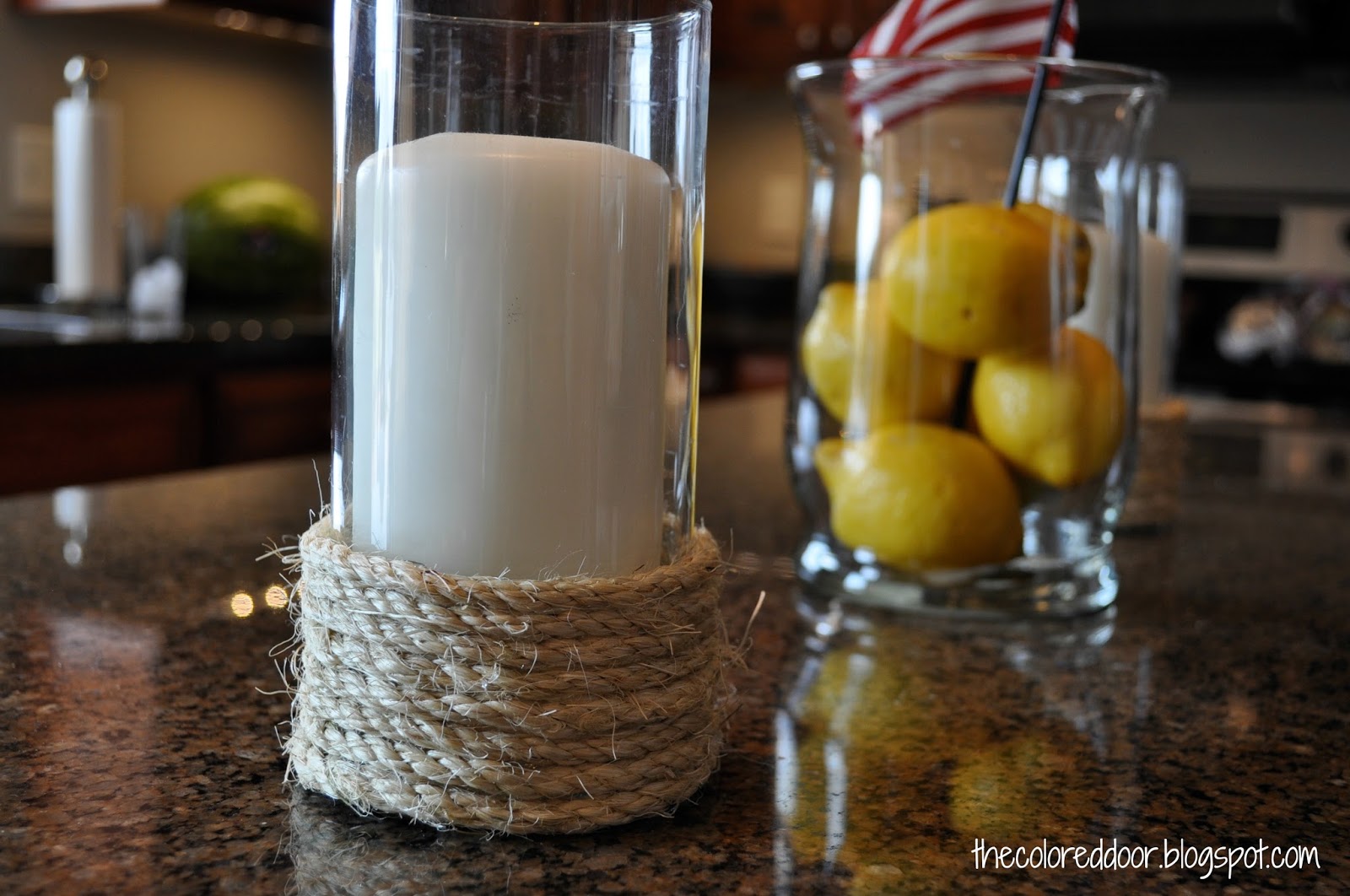 the colored door Rope Candle Holders