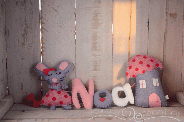 Letras de fieltro ratita y casa Letras de fieltro ratita y casa