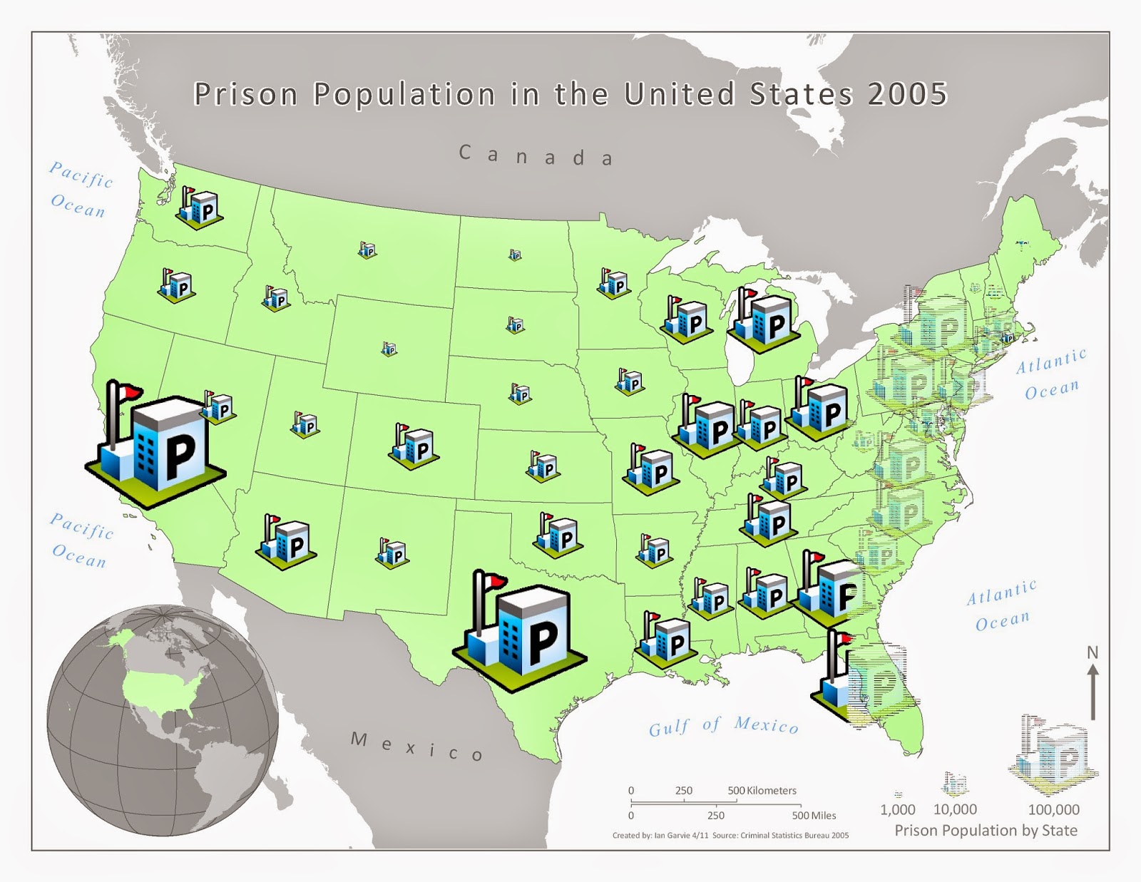 the following proportional symbol map shows prison populations in the united states using prison icons of various sizes to show population distribution the following proportional symbol map shows prison populations in the united states using prison icons of various sizes to show population distribution