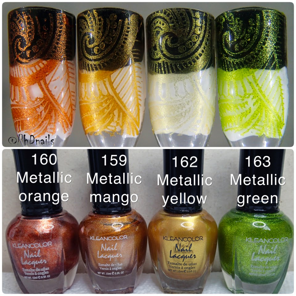 PhD nails Kleancolor Awesome Metallic polish stamping swatch review