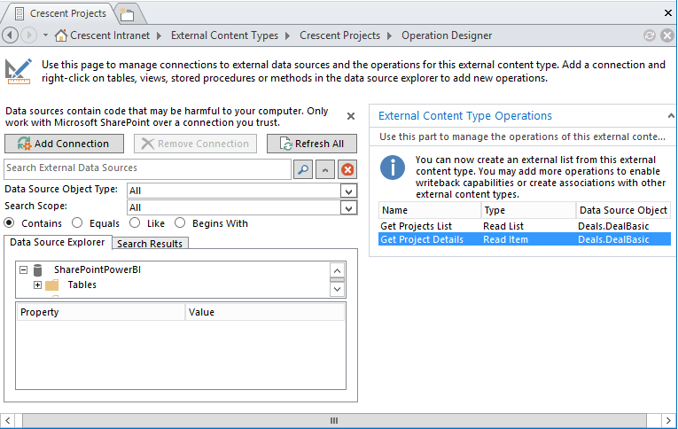 sharepoint bcs sql server