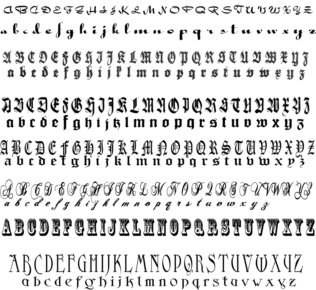 Calligraphie hébraïque Hebrew Calligraphy Alphabet - Tatouage Alphabet Calligraphie