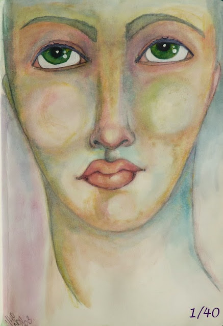 Whoopidooings: Carmen Wing - Face - Mixed Media #40Portraits