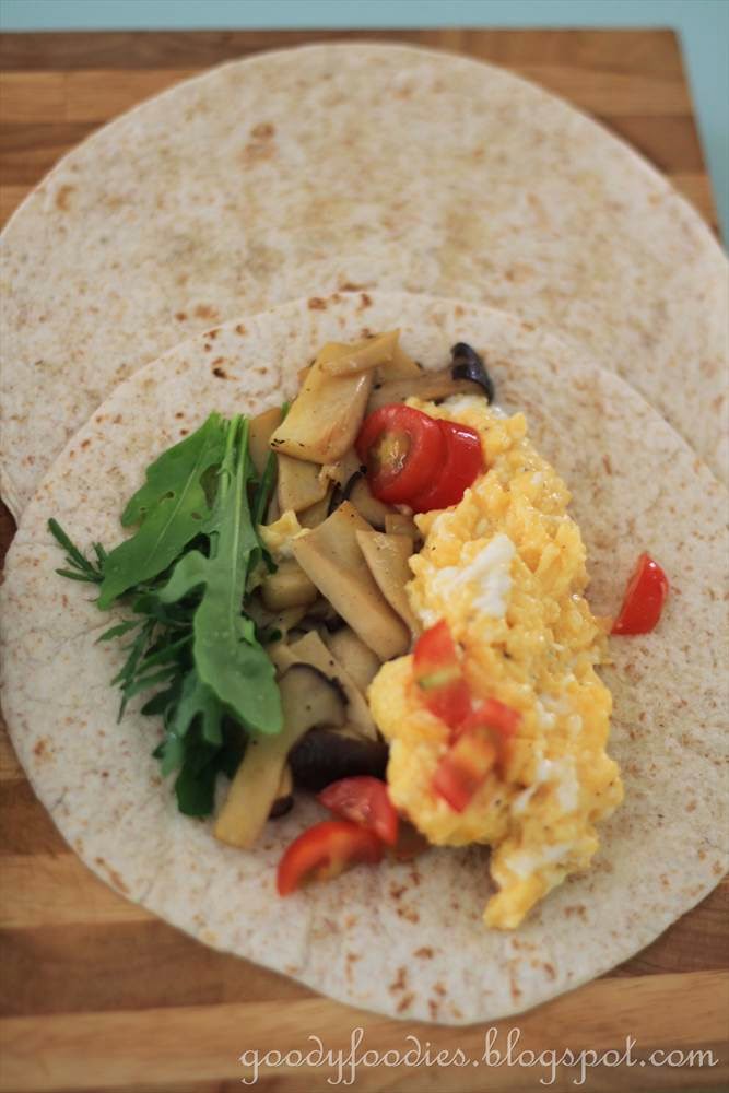GoodyFoodies Recipe Scrambled Egg and Mushroom Wrap