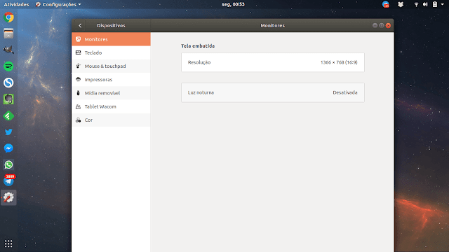 Configurando a luz noturna do Ubuntu Configurando a luz noturna do Ubuntu