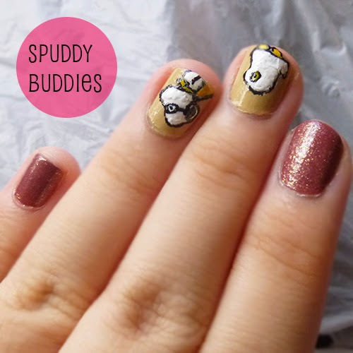 Spud Nails Halloween Snoopy and Woodstock nail art