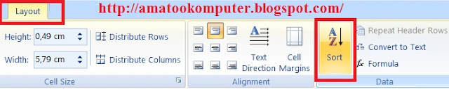 Cara mengurutkan data di word 2007 2