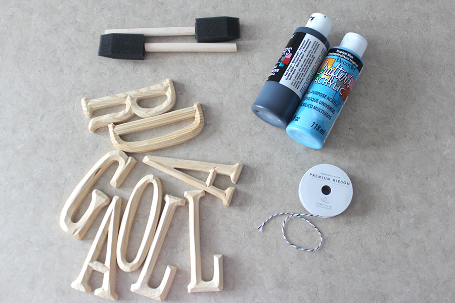 craft materials wooden letters paint twine