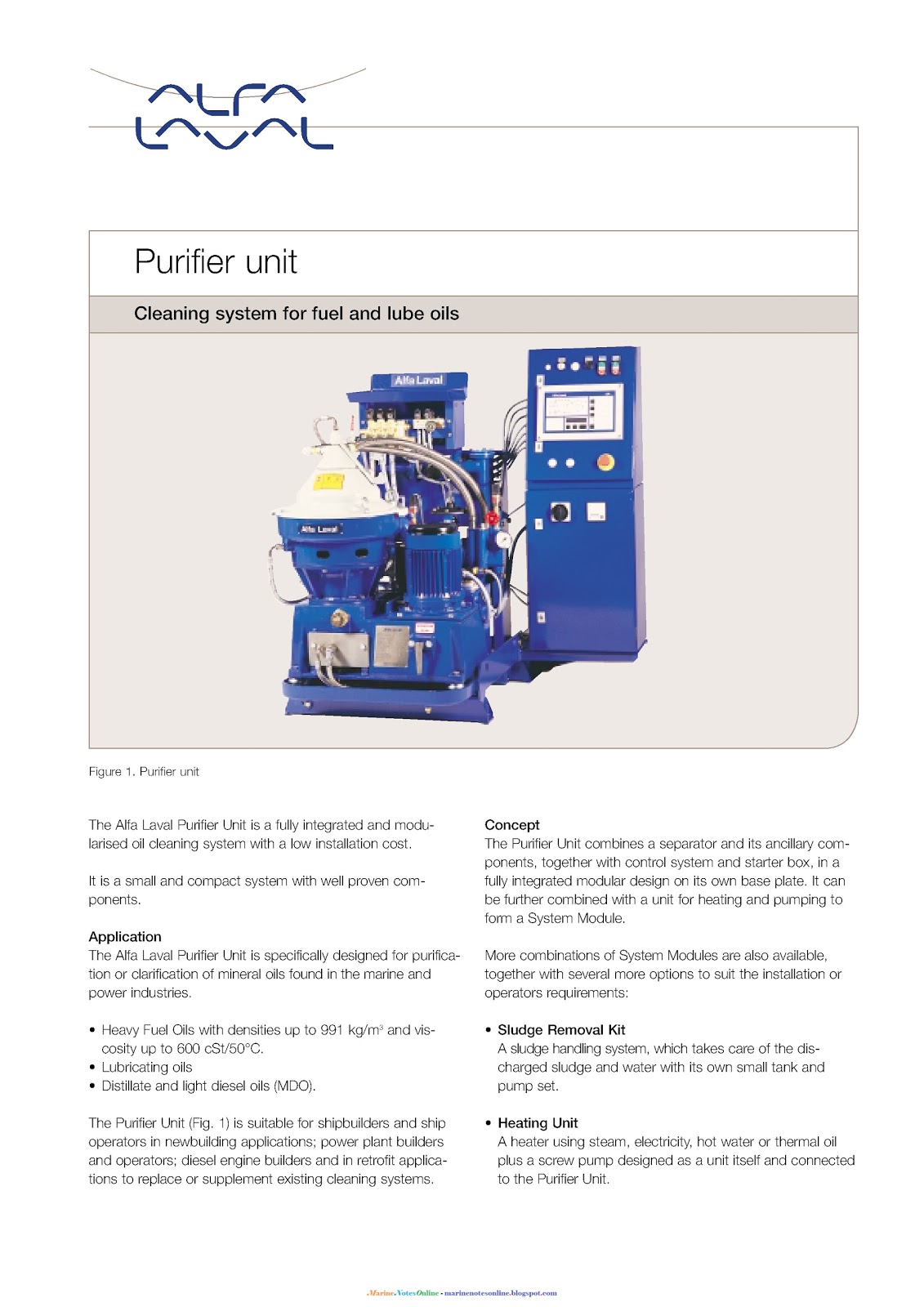 Alfa Laval Purifier Unit Cleaning System for fuel and lube oils