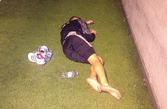 Liverpool youngster Samed Yesil caught sleeping during pre-season training