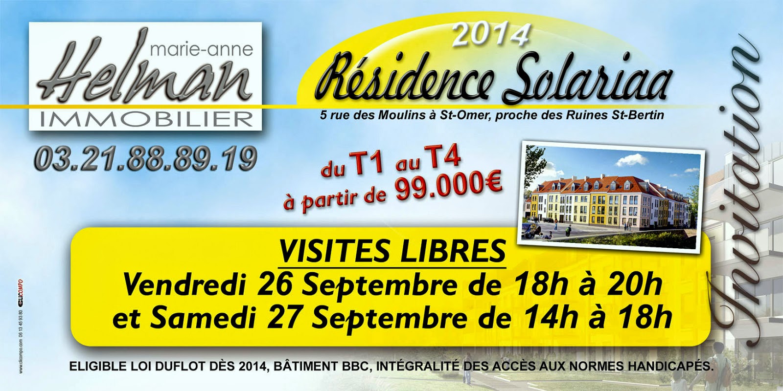 immobilier neuf, saint omer, loi duflot, déficalisation, norme bbc, norme handicapés, marie anne helman immobilier, 03.21.88.89.19
