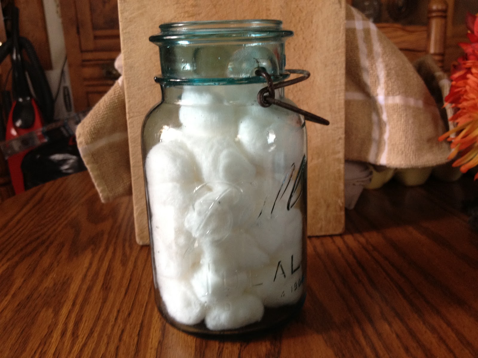 The Farmer's Wife, IN Canning Jar Cotton Ball and Qtip Holder