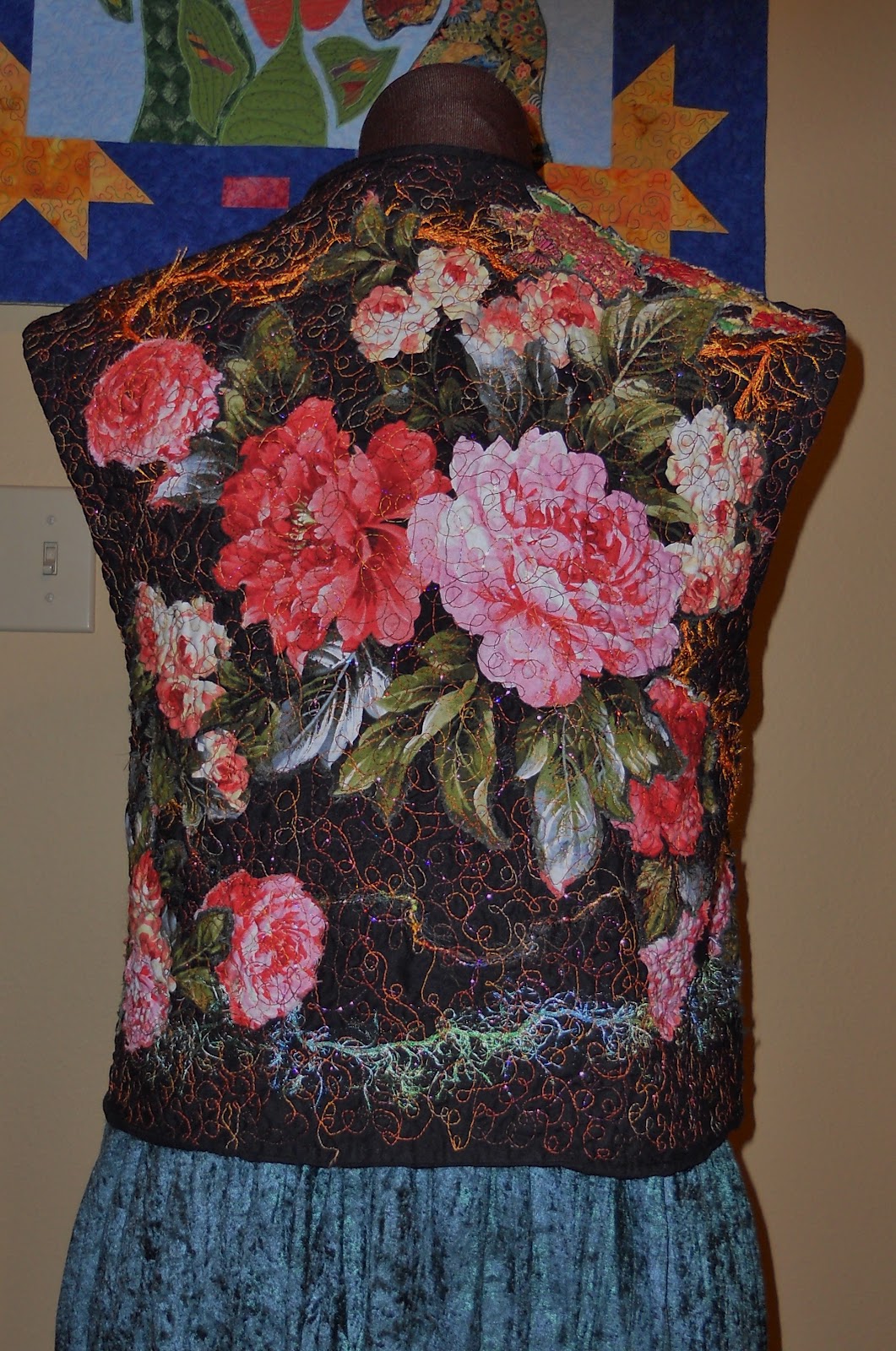 JUDYS FIBER ART Tapestry Floral Vest Wearable Art
