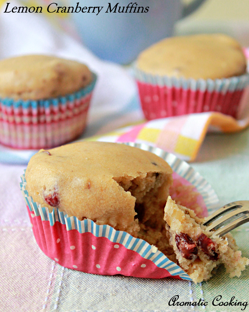 Aromatic Cooking Eggless Lemon Cranberry Muffins