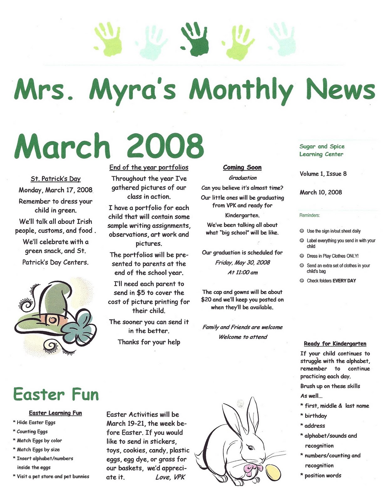 preschool news letter