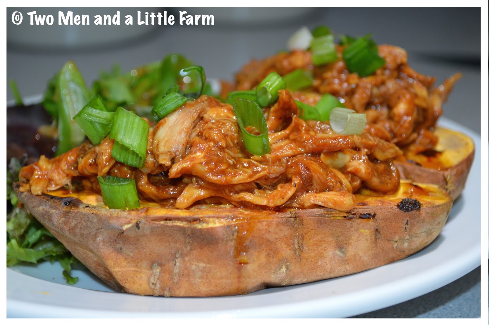 Two Men and a Little Farm BBQ CHICKEN AND SWEET POTATOES RECIPE