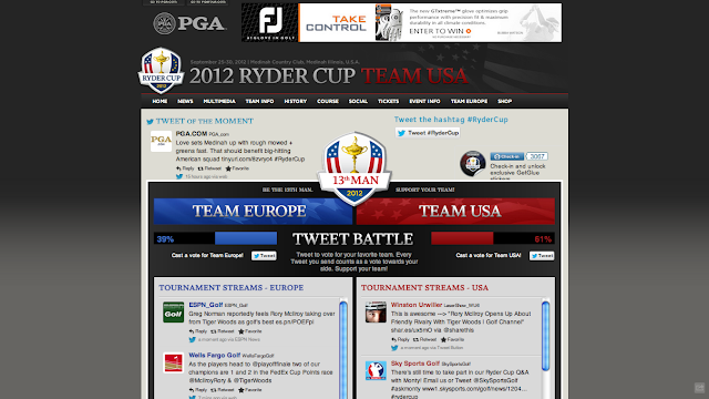 Page d'accueil du dispositif digital de la Ryder Cup 2012 