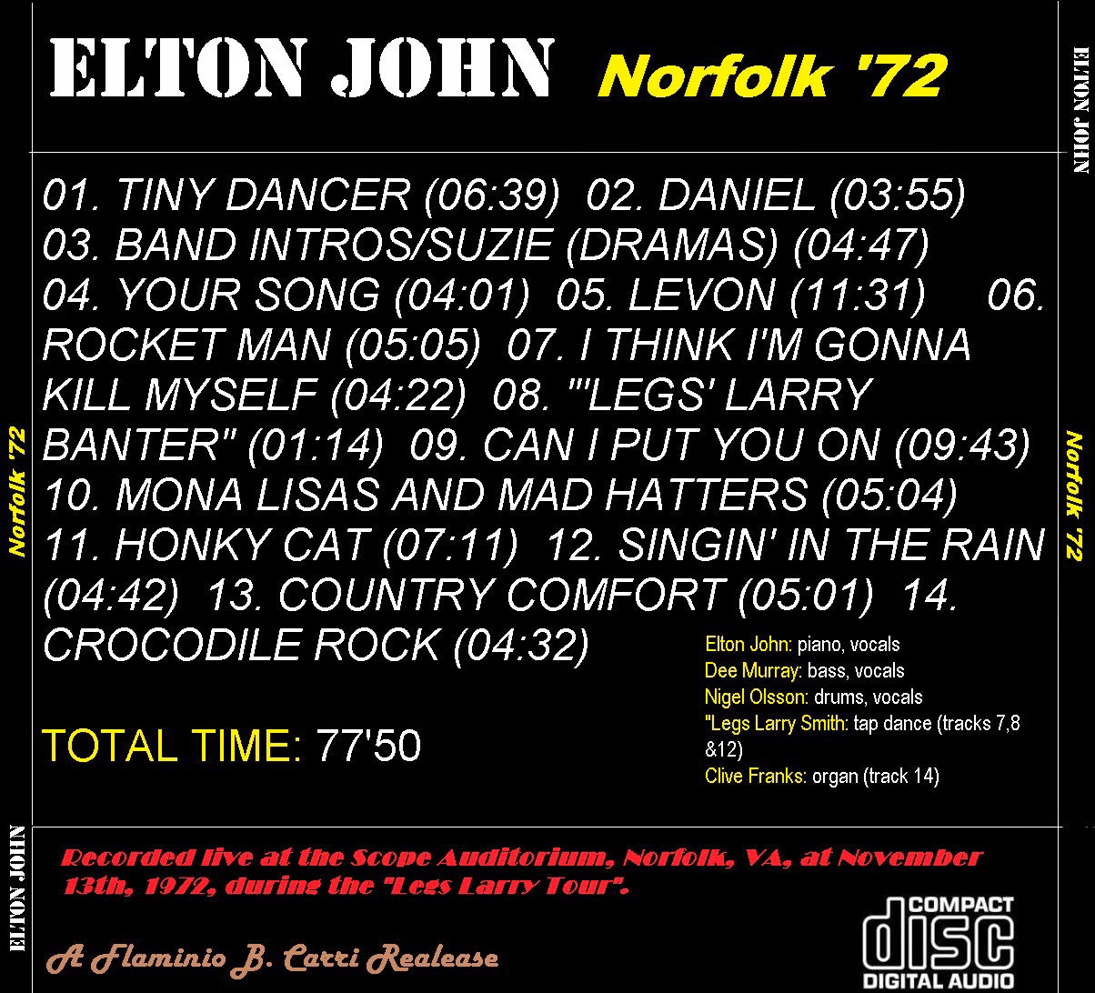 T.U.B.E.: Elton John - 1972-11-13 - Norfolk, va (AUD/FLAC)1204 x 1092