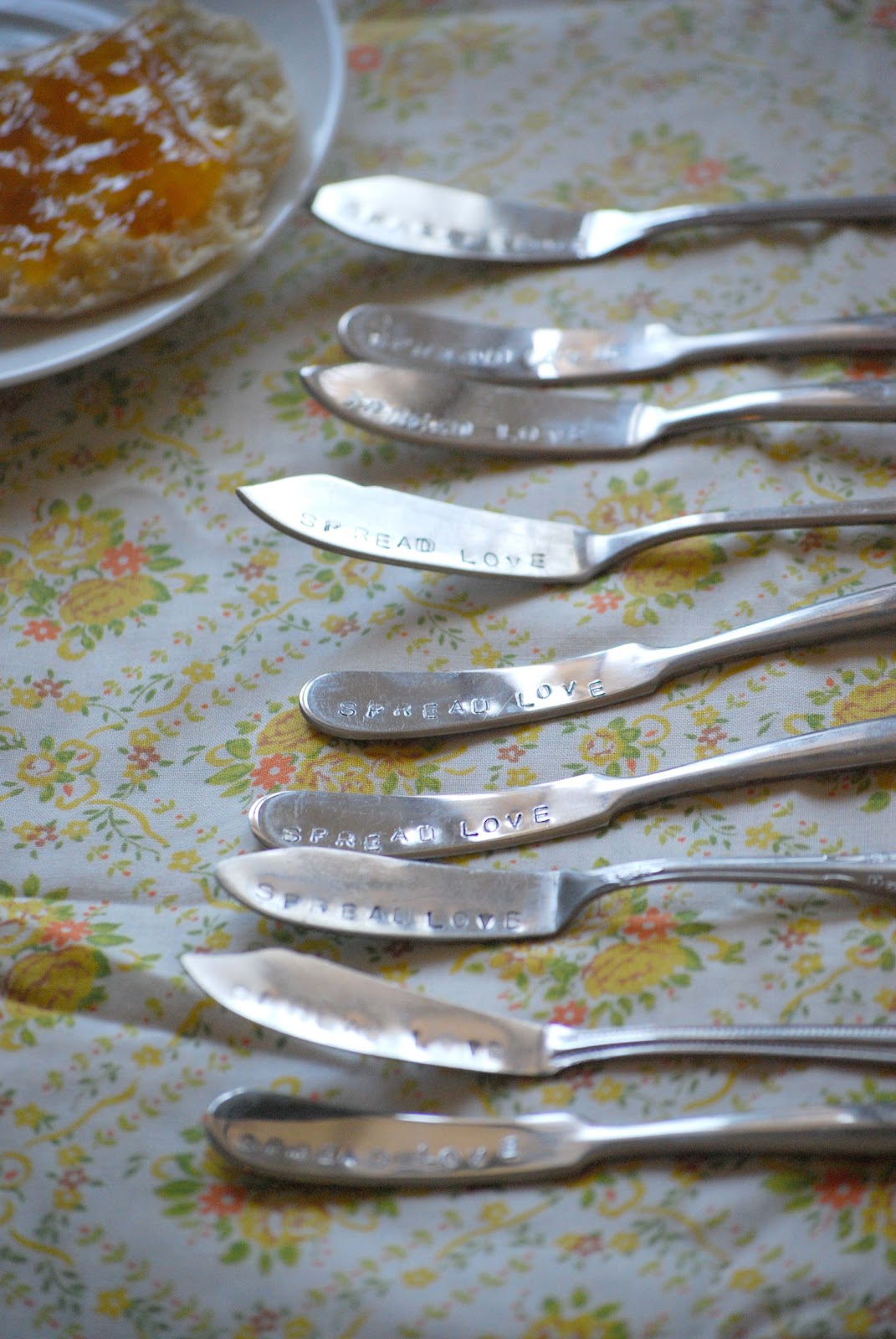 Abstract Grace hand stamped jam knives