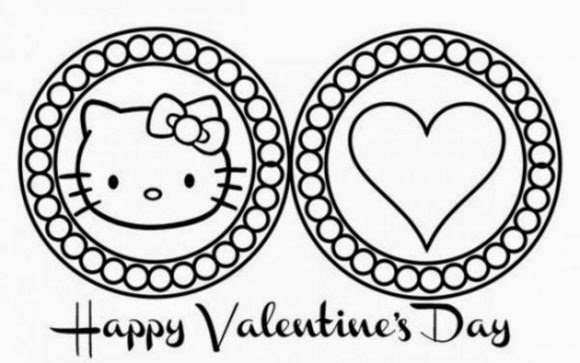 Cute Hello Kitty Valentines Day Coloring Pages