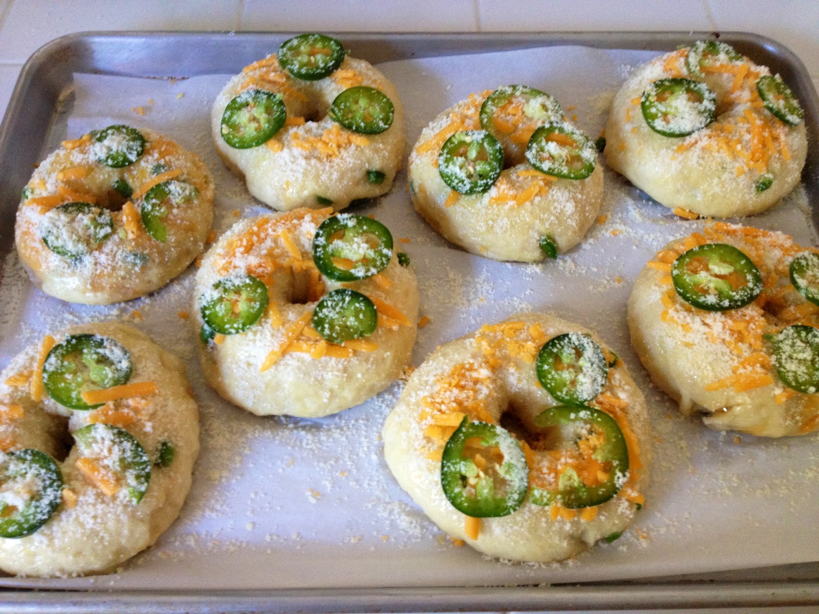 baubles and baked goods cheddar jalapeno bagels w/sundried tomato