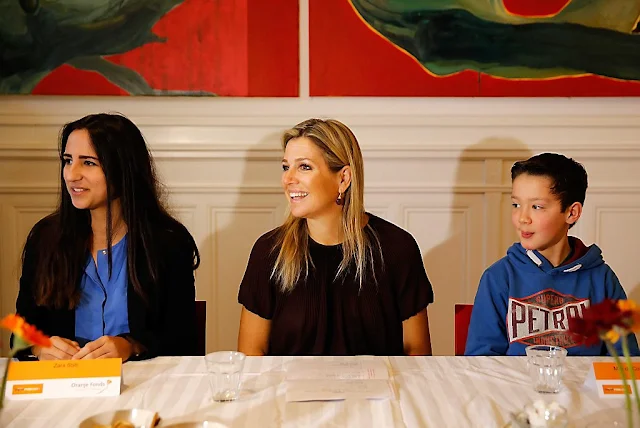 Queen Maxima of Netherlands visited the child care project 'Villa Pinedo' in Amsterdam,