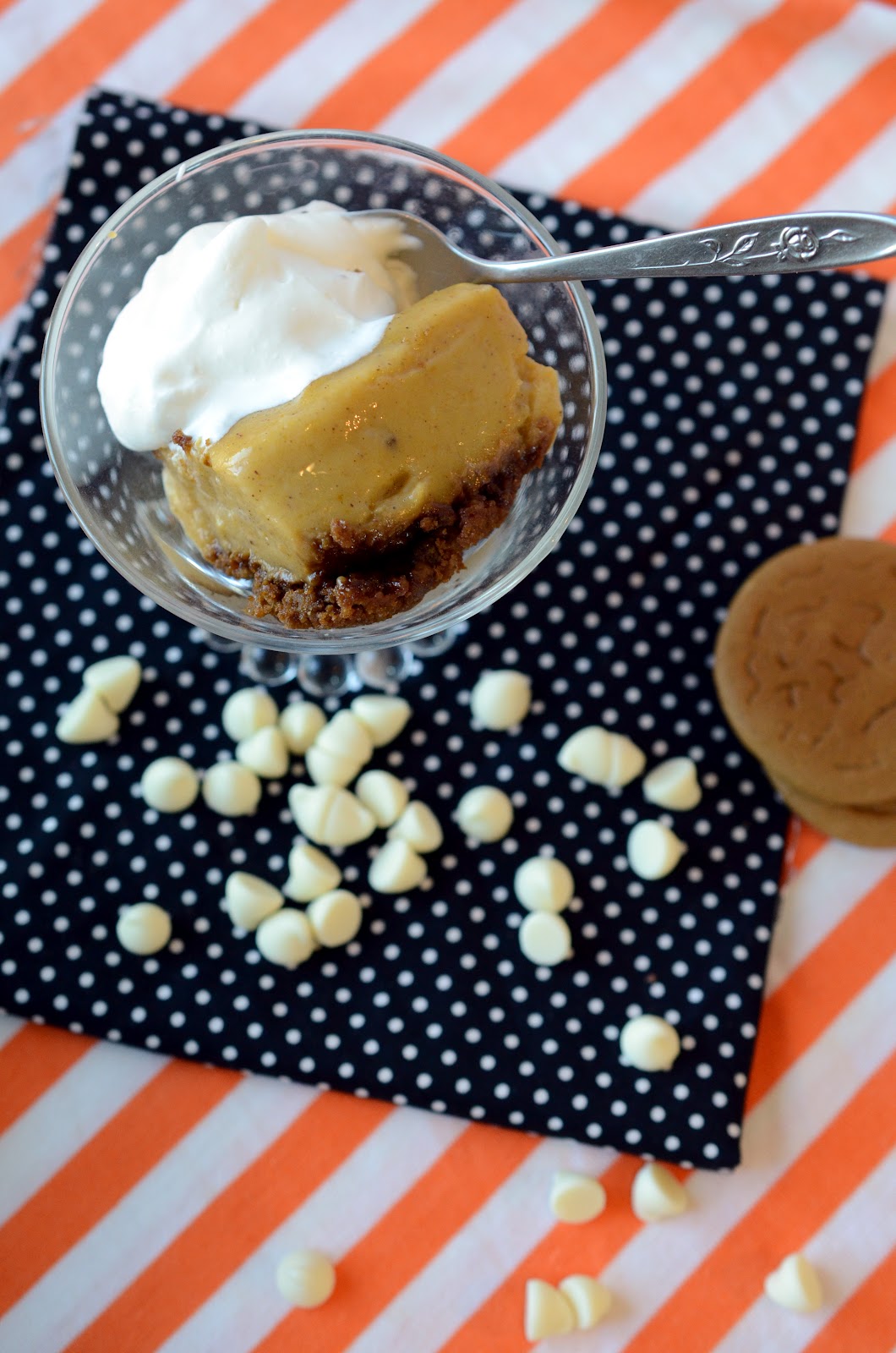 Pumpkin Pie Pudding with a Gingersnap Crust and White Chocolate Whipped Cream Bless This Mess