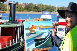 oil painting of 'Lady Hopetoun' Sydney Heritage Fleet by artist Jane Bennett