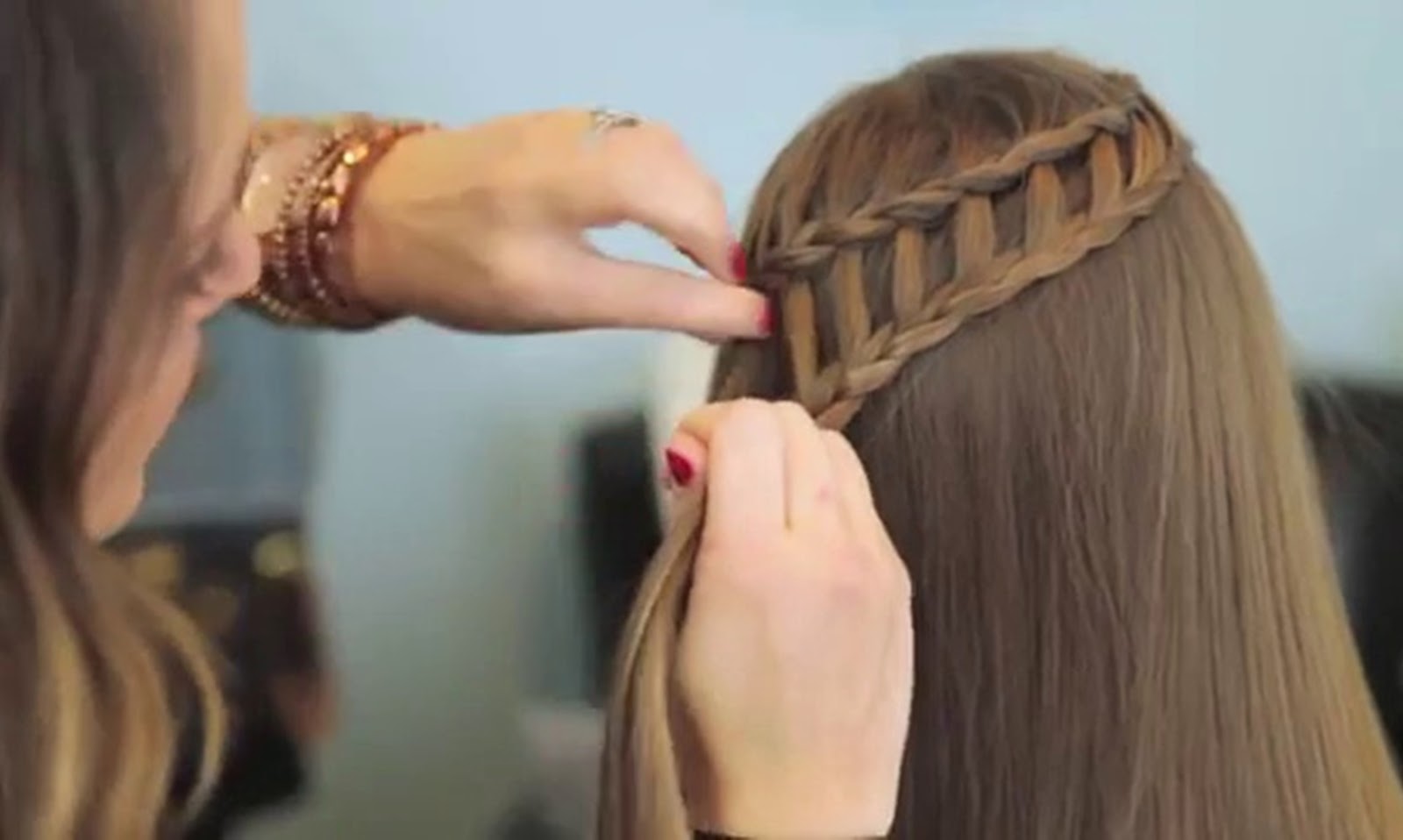 Feather Waterfall And Ladder Braid Combo Cute 2 In 1 Hairstyles