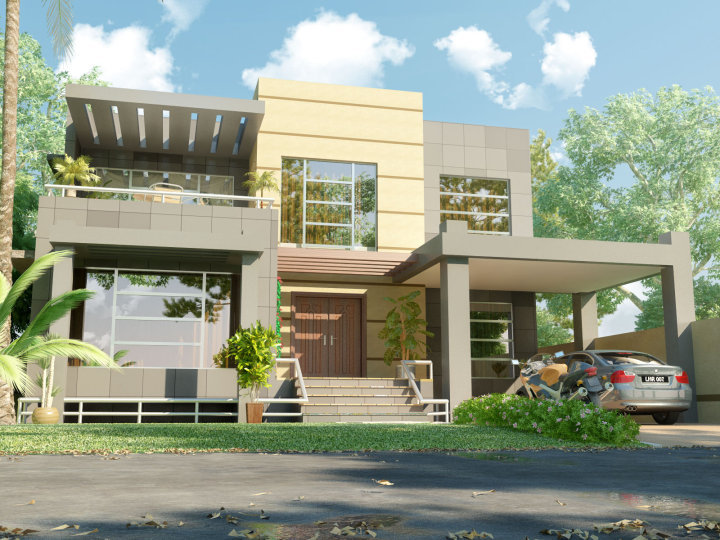 3D Front Elevation.com: Beautiful Modern 1 Kanal Home 3D Front ...