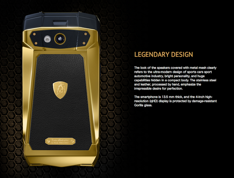 ランボルギーニのスマホ「ランボルギーニ・アンタレス」 (画像:www.lamborghinimobile.comより引用。)