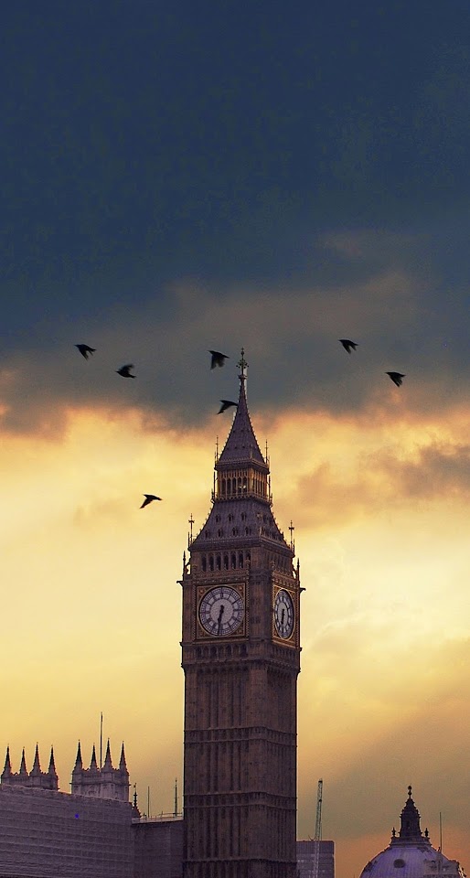 Big Ben London Sunset Birds  Android Best Wallpaper