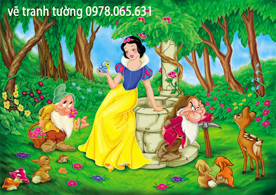 vẽ tranh tường phòng cho bé vẽ tranh tường phòng ngủ công chúa,cổ tích cho bé