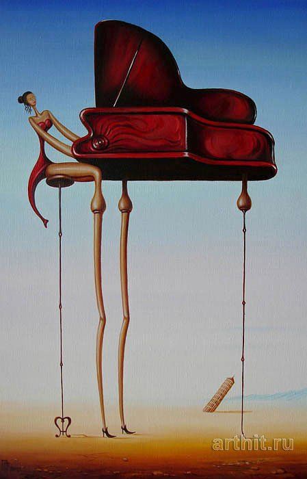 Gennady Privedentsev pinturas arte surreal Tocando piano Gennady Privedentsev pinturas arte surreal Tocando piano