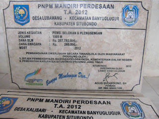 Prasasti Marmer PNPM Banyuglugur Situbondo