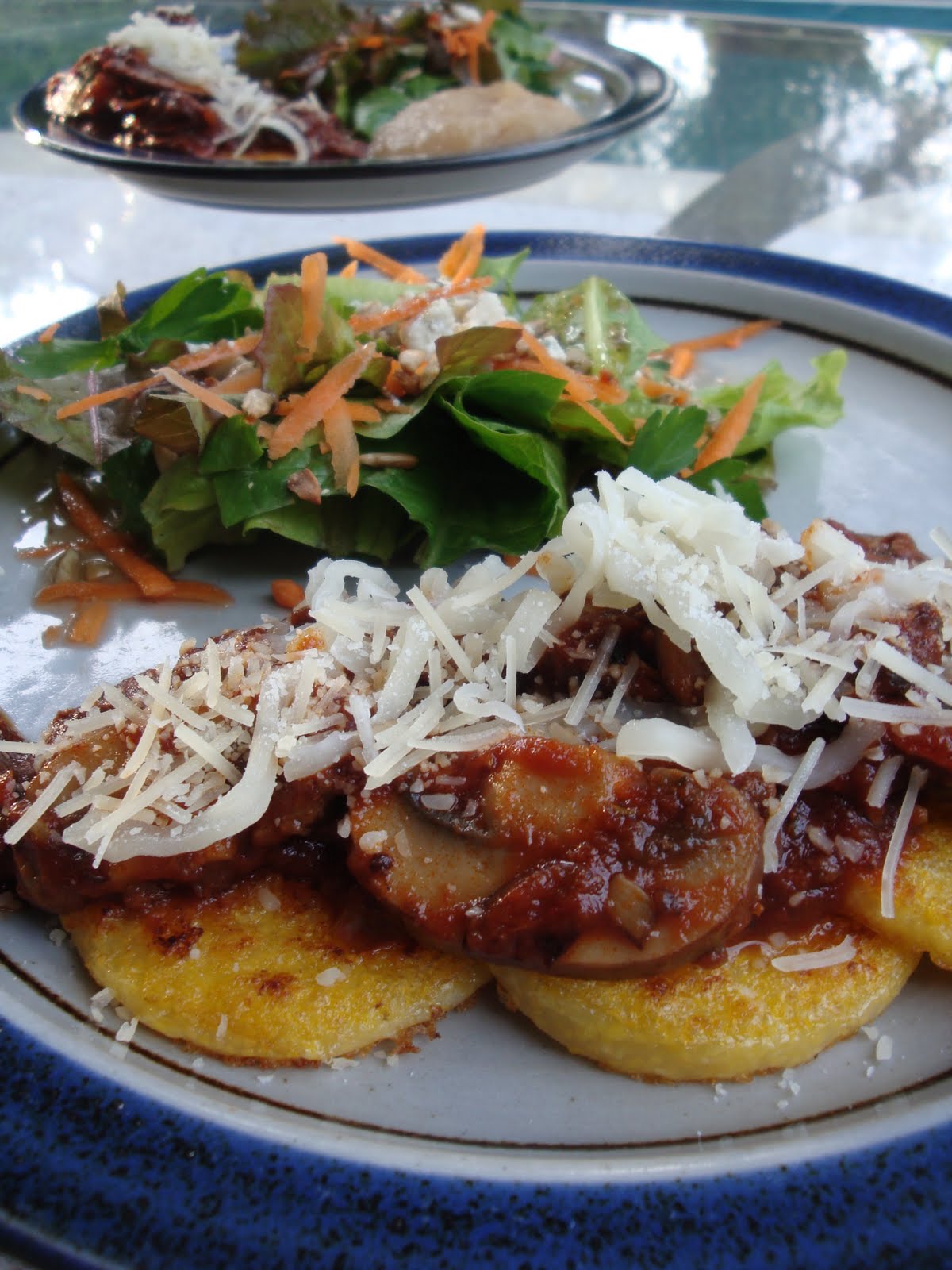 Stealth Cooking Polenta with Tomato Mushroom Sauce