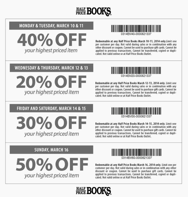 Coupon half price books
