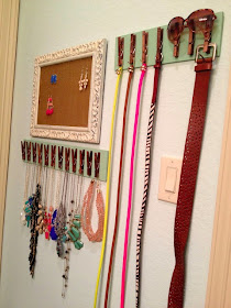 11 Ways to Organize with Clothespins - Accessories Organizer:: OrganizingMadeFun.com