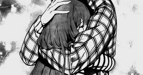 Hug cute anime couple loves eachother deep affection true lovers