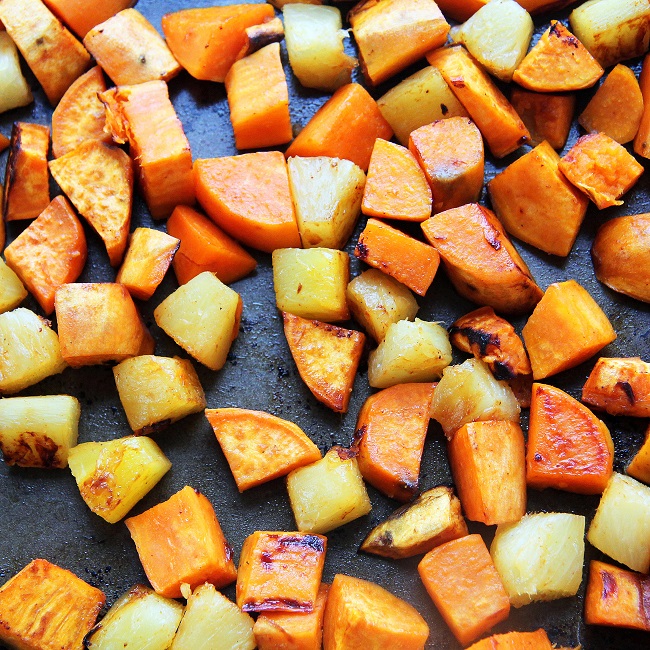 Mix it Up Spicy Roasted Pineapple Sweet Potatoes