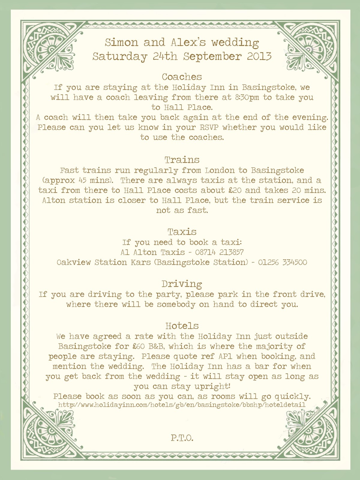 art nouveau wedding stationery knots kisses wedding info sheet