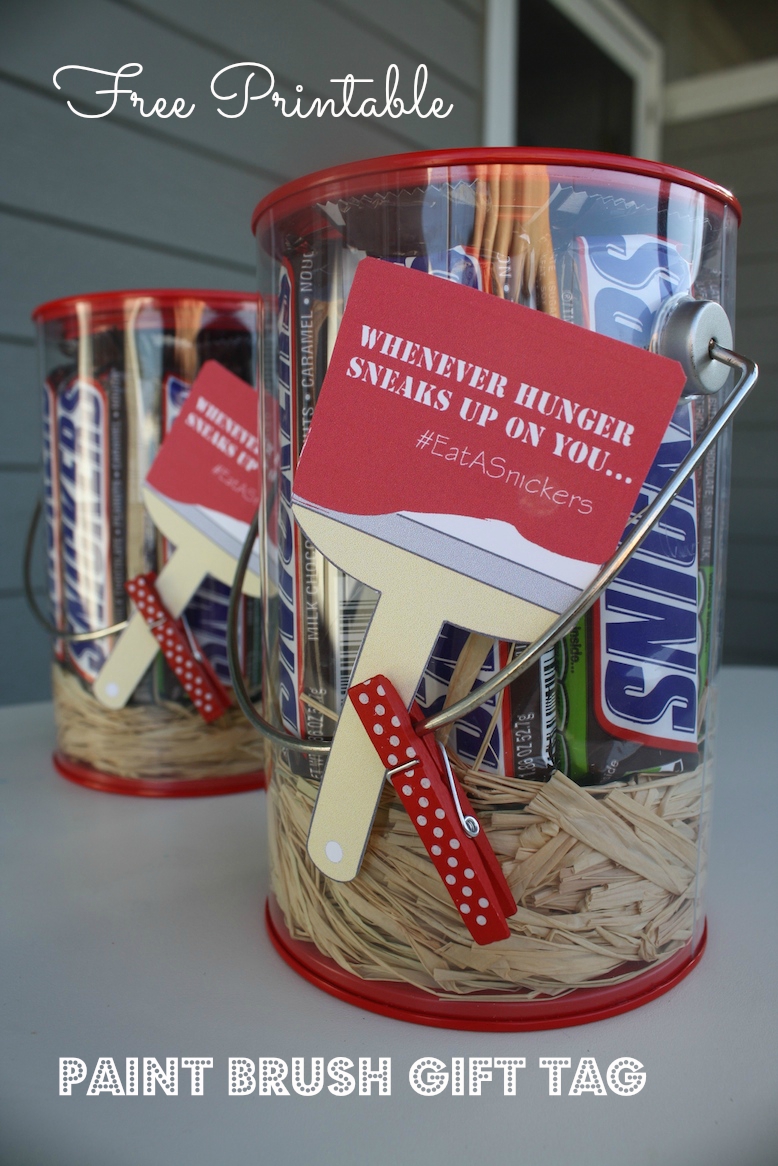 Paint Bucket Treat Gift Idea + Free Printable Paint Brush Gift Tag